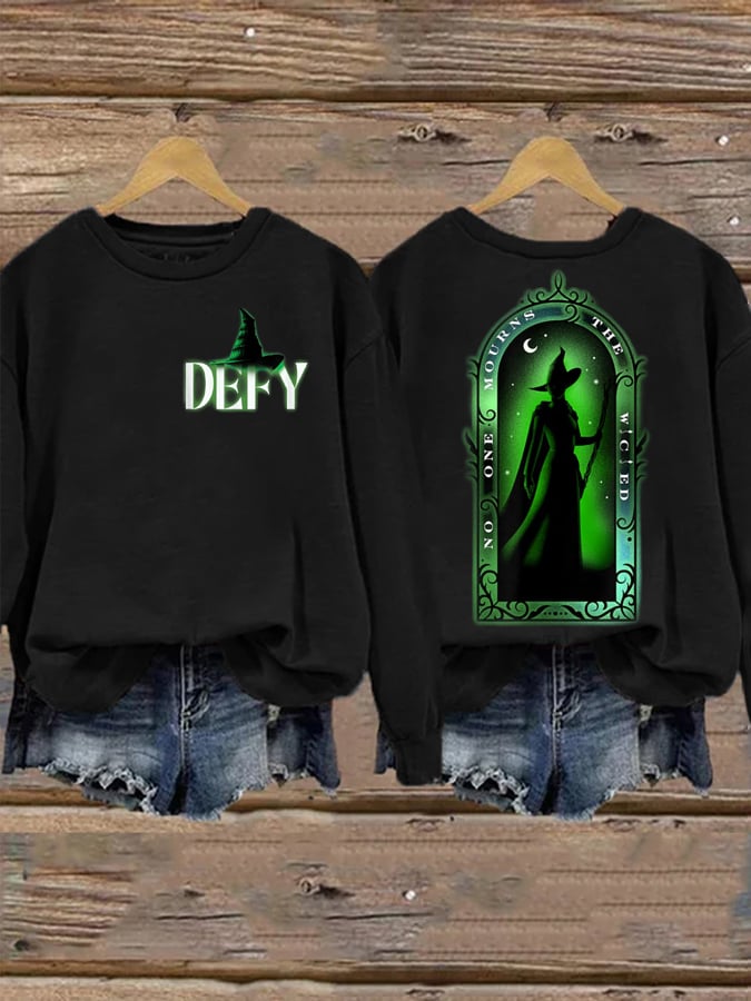 Womens Wicked Elphaba No One Mourns The Wicked Print Sweatshirt