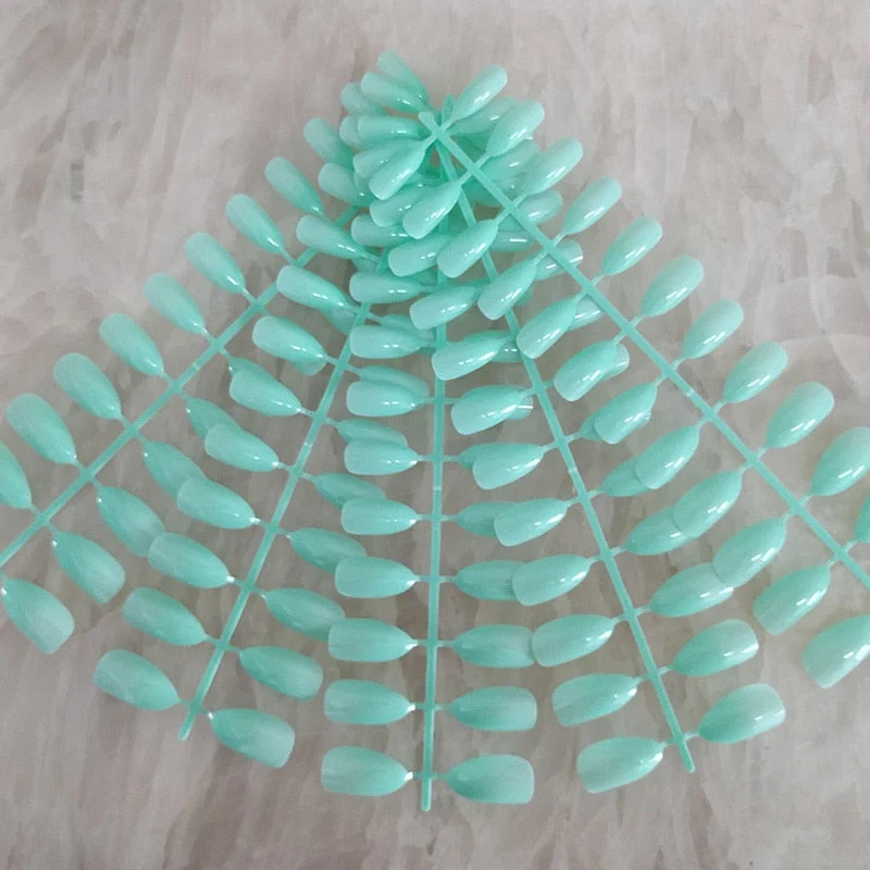 18 Colors Full Cover Stiletto Fake Nails Short Sharp Pointed False Nail Art Tips Acrylic Almond Nails Press On Nail Art Designs-Nail Inspo