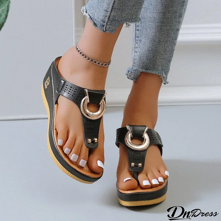 Summer Vacation Wedge Heels Slip On Sandals for Women