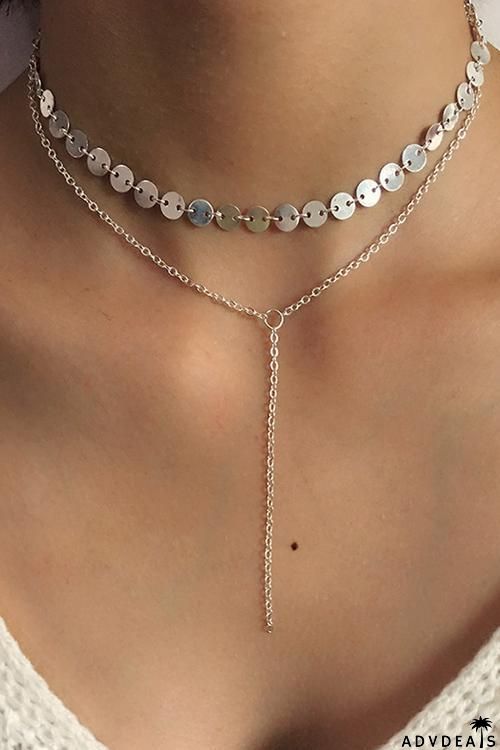 Simple Metal Sequin Necklace