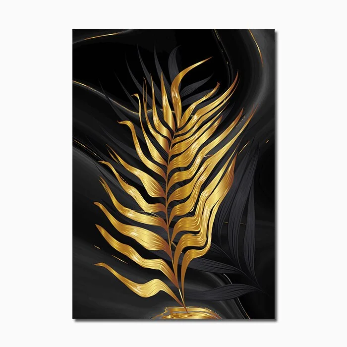 Modern Abstract Canvas Poster Golden Leaves Wall Art Painting Nordic Posters and Prints Wall Pictures for Living room Home Decor