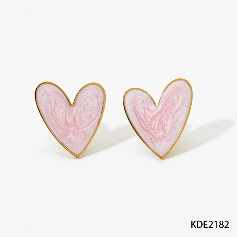 316 Stainless Steel  16K Gold Plated White Gold Plated Gold Plated Minimalist Classic Style Heart Shape Earrings Necklace