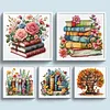 Flowers Books Partial 11CT DIY Beaded Cross Stitch Kits for Beginners Adults Home Wall Decor Cross Stitch Art and Crafts Kits 36x36cm tapestrymarket