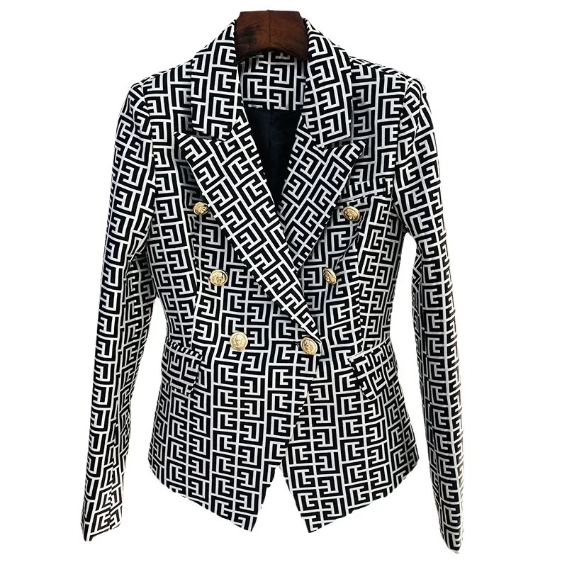 Nigikala Nigikala Star New Female Coat Lion Button Double Buckle Repair Geometry Of The Figure Of The Jacket