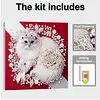Kit de peinture en perles en forme sp&eacute;ciale pour un chat bricolage en forme de diamant avec cadre cadeau 25x25cm
