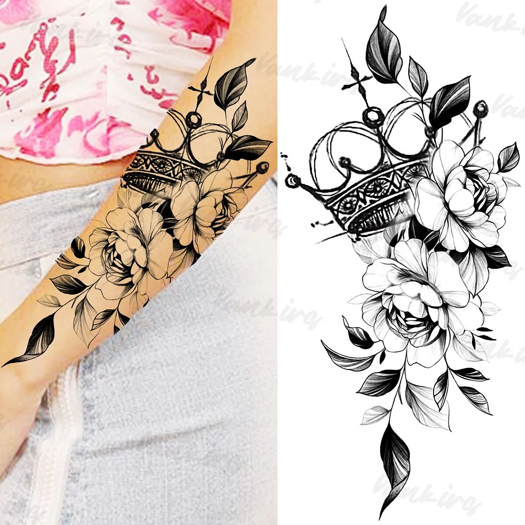 Sdrawing Peony Temporary Tattoos For Adults Women Realistic Butterfly Flower Flora Fake Tattoo Sticker Arm Waist Tatoos