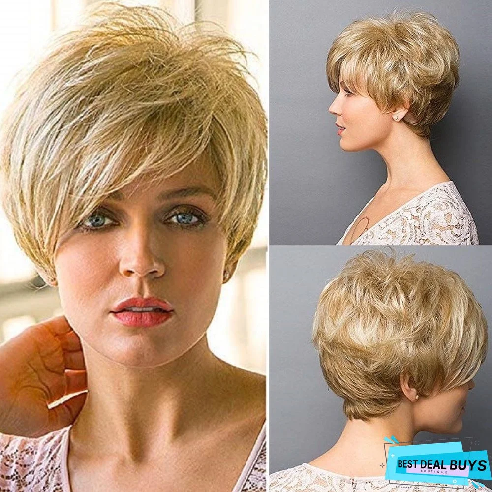 Women's Golden Short Curly Hair Headgear Chemical Fiber High Temperature Silk Fluffy