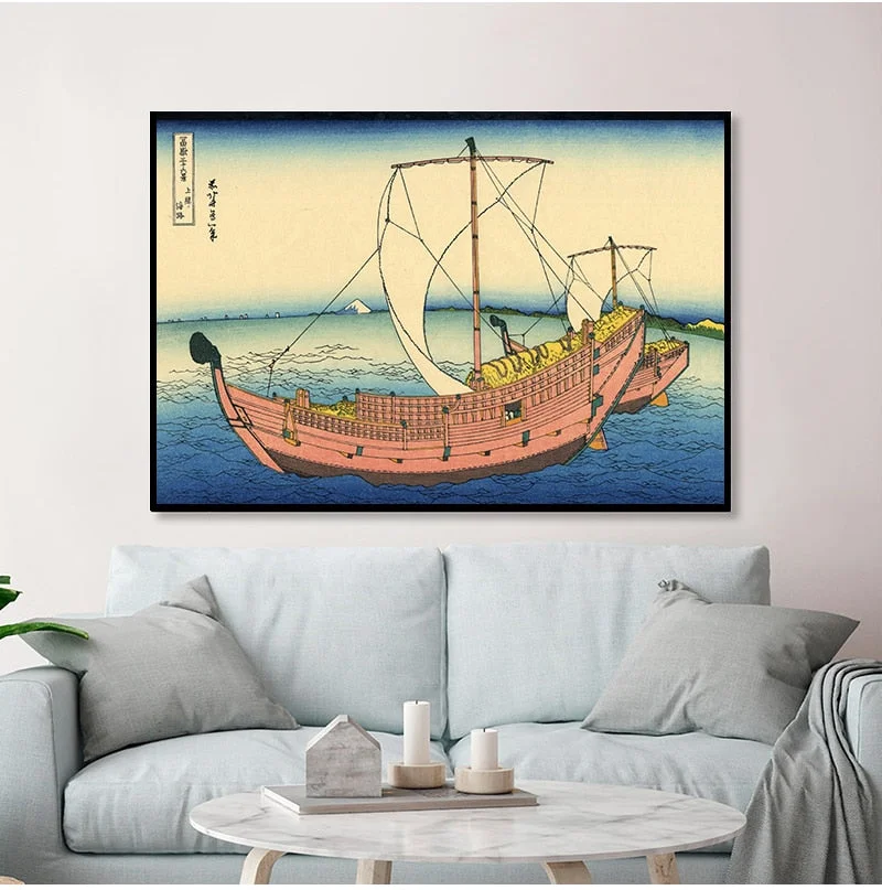 The Great Wave of Kanagawa Ukiyoe Japanese Art Vintage Wall Canvas Print Famous Painting Living Room Decoration Picture