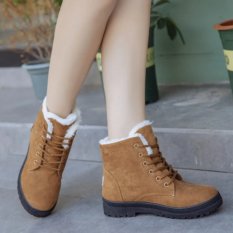 Nine o'clock New Casual Women Boots Winter Comfortable Warm Lined Lace-up Shoes Quality Anti-skid Female Botas Big Size 35-44