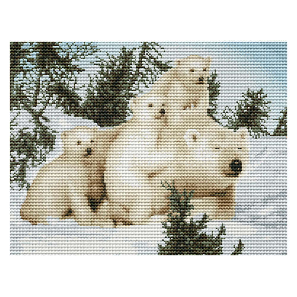 

Polar bear - 11CT Stamped Cross Stitch - 50*40CM, 501 Original