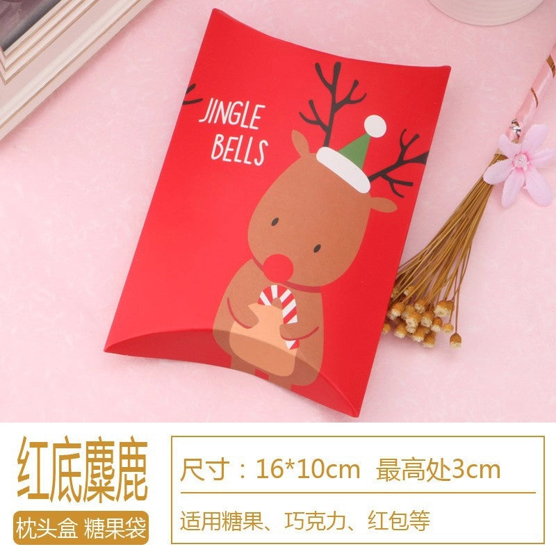 Christmas Pillow Box Candy Chocolate Packaging Box Nougat Baking Cookie Box New Year Nut Gift Box Empty Box