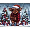 Christmas Highland Cow-14CT Stamped Cross Stitch 50*40cm