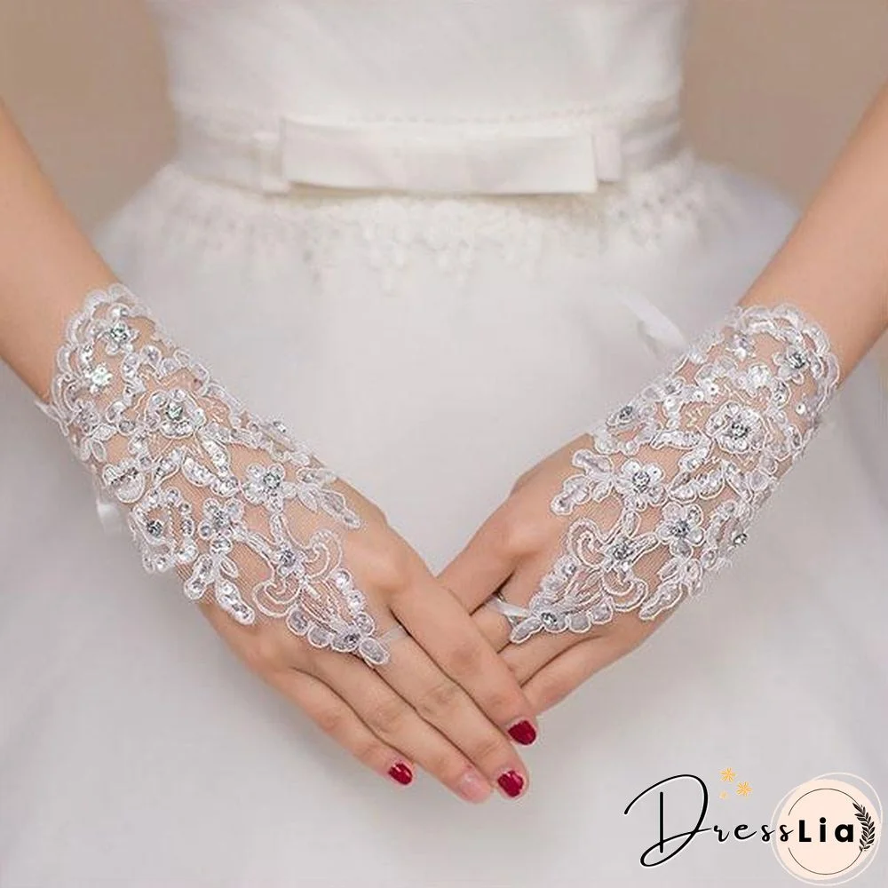 1 Pair Women Lace Fingerless Short Gloves Wedding Bridal Party Goth Prom Accessories