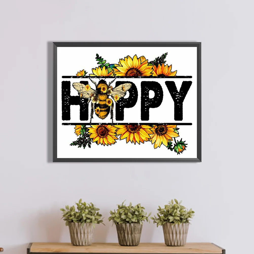 Full Round Diamond Painting 50*40cm - Bee Calligraphy And Painting