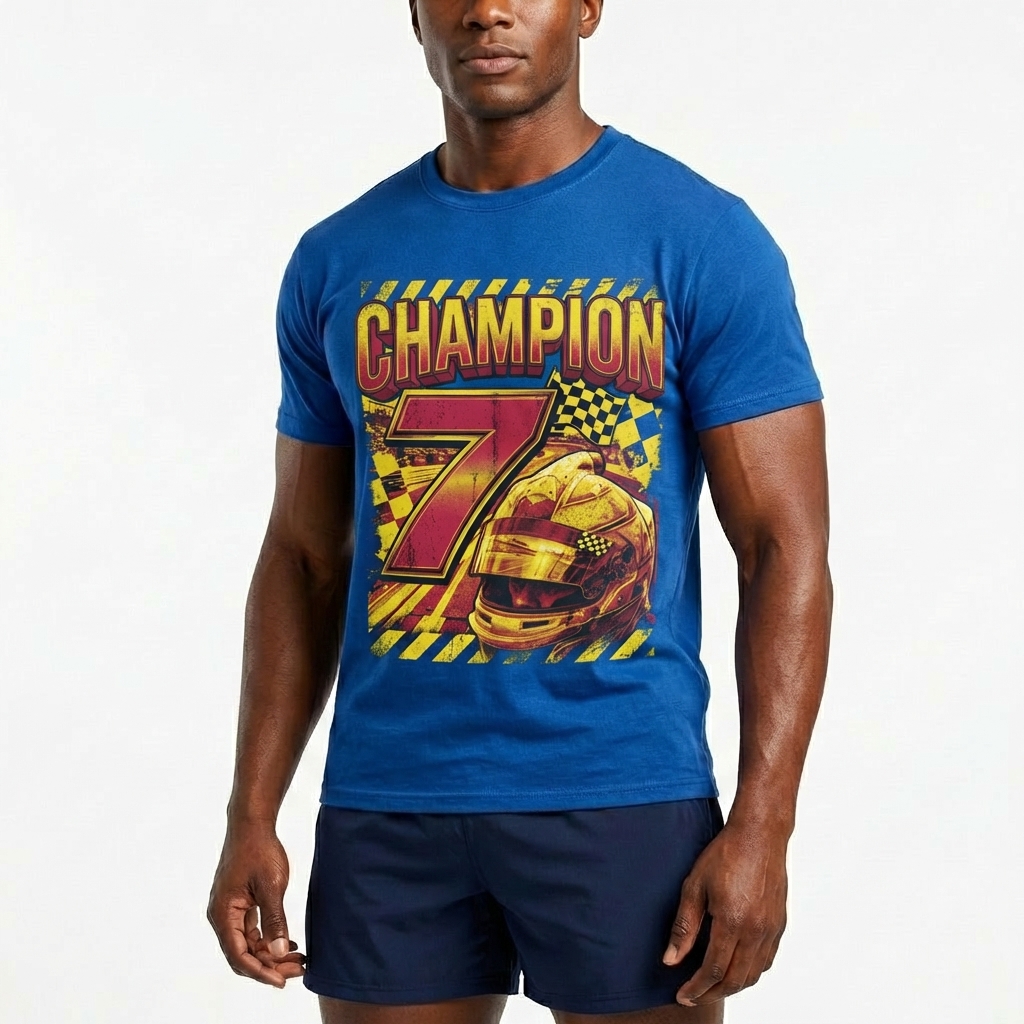  Men's American Racing-themed Casual Printed Short-Sleeved T-shirt Avantcool