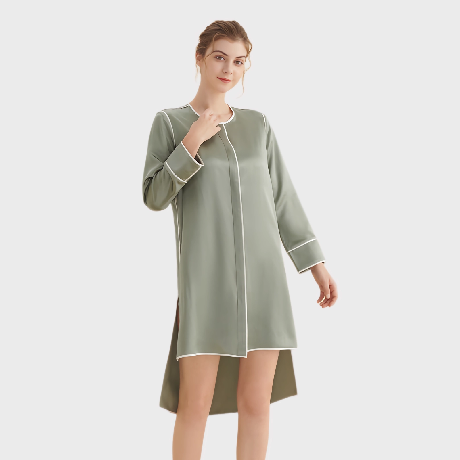 22 Momme Irregular Length Silk Nightgown REAL SILK LIFE