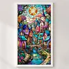 Colored House Glass Painting - Full Embroidery 3 Strands 11CT Stamped Cross Stitch - 40*70CM - Large Size