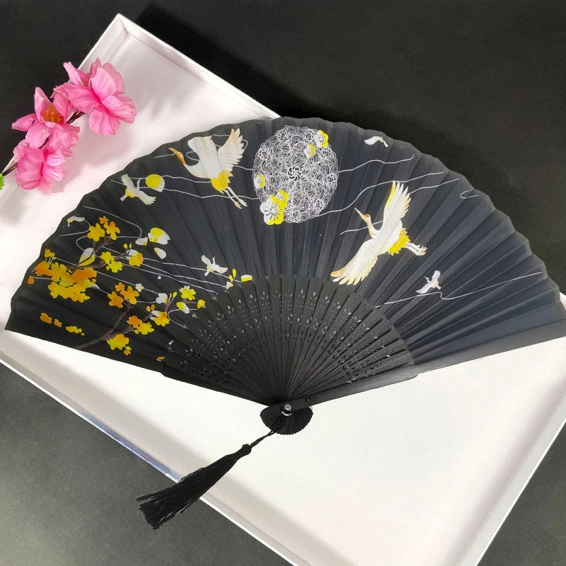 3 Pieces Ancient Style Folding Fan Female Classical Tassel Silk Fan Chinese Style Small Fan Portable Dance Craft National Fashion Fan Student Fan