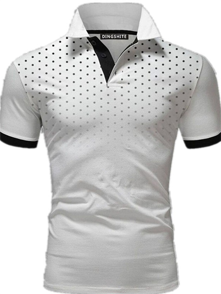 Men's Polo Shirt Golf Shirt Casual Daily Polo Collar Classic Short Sleeve Casual Soft Polka Dot Dot Button Front Summer Spring Regular Fit Black White Red Navy Blue Orange Light Grey Polo Shirt