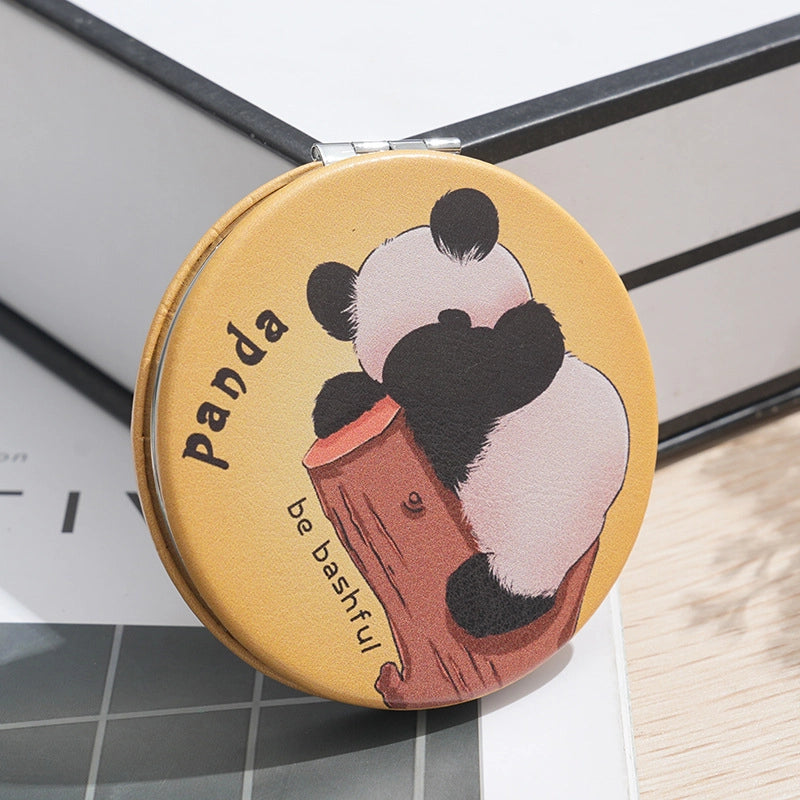 Cartoon Double-sided Portable Makeup Mirror Round Mini Mirror Bag Makeup Mirror Student Women Folding Small Mirror