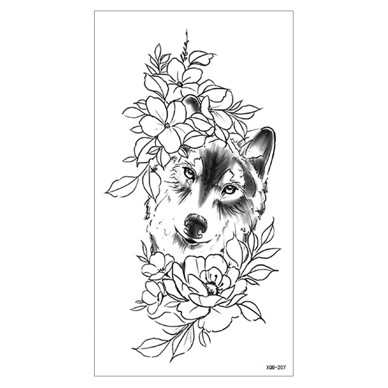 Waterproof Temporary Tattoo Sticker Snake Flower Rose Flash Tattoos Lace Fox Lion Bird Body Art Arm Skull Fake Sleeve Tattoo