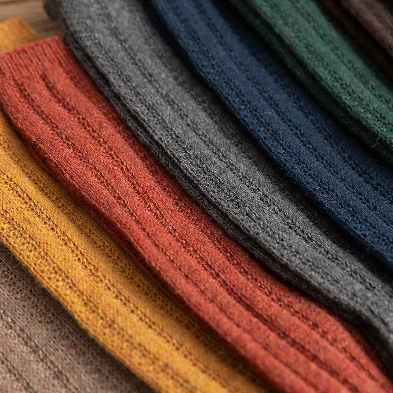 Knitted Women Socks Solid Color Long Socks for Female Girls Soft Thick Wool Socks Autumn Winter Warm Sox Comfortable Leg Warm