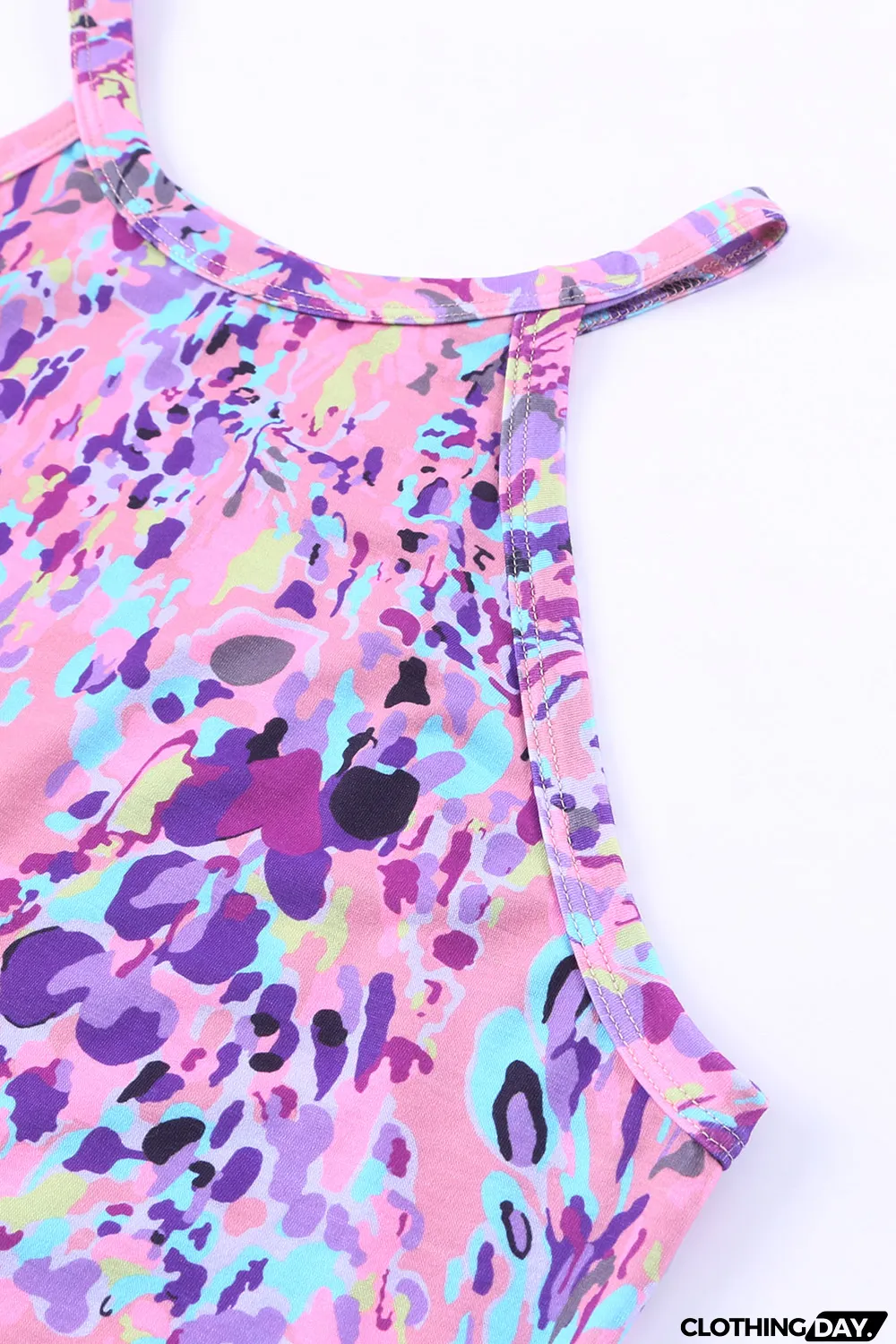 Multicolor Tropical Floral Print Racerback Tank Top