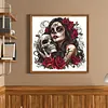 Sugar Skull Lady Full 11CT 3 Strands Stamped Needlework Embroidery Kit 17.71x17.71inch Embroidery Needlepoint Starter Kits Cross Stitch Art and Crafts Kits for Beginners Adults Home Decor tapestrymarket
