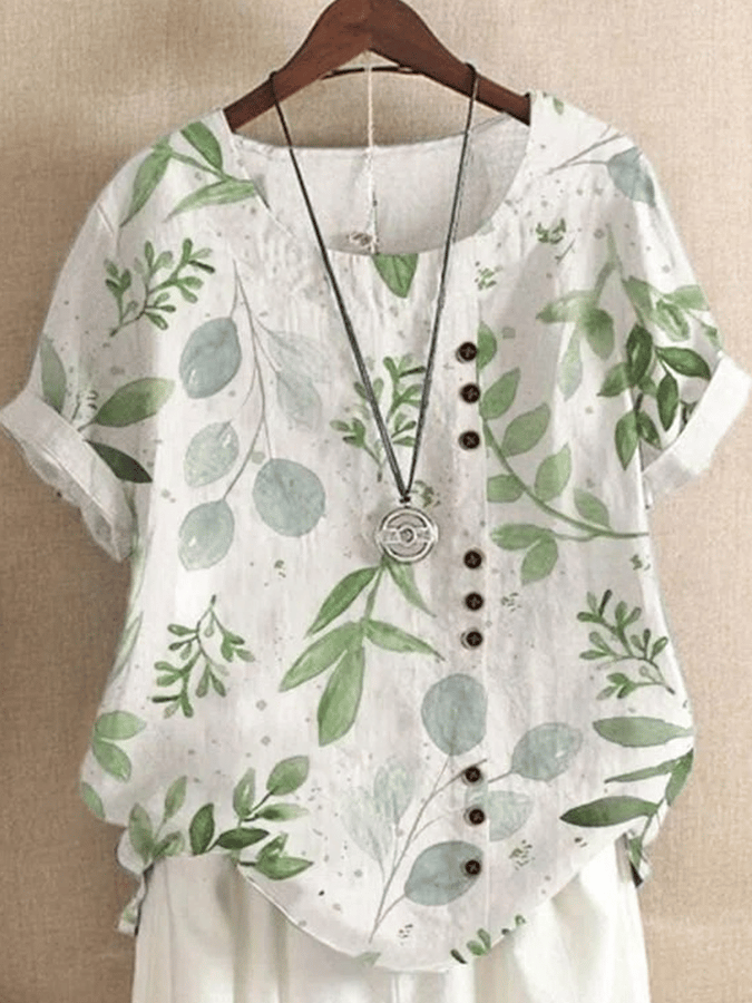 Women's Vintage Printed Casual Short Sleeve T-Shirt-mysite