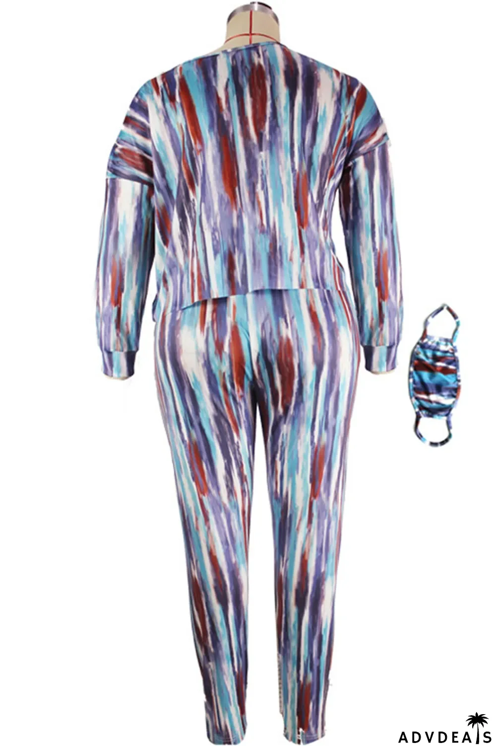 Multi-color Fashion Casual Print Split Joint Oblique Collar Long Sleeve Two Pieces