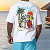 Men's Letter & Palm Tree Graphic Round Neck Short Sleeve T-Shirt by Inlyline