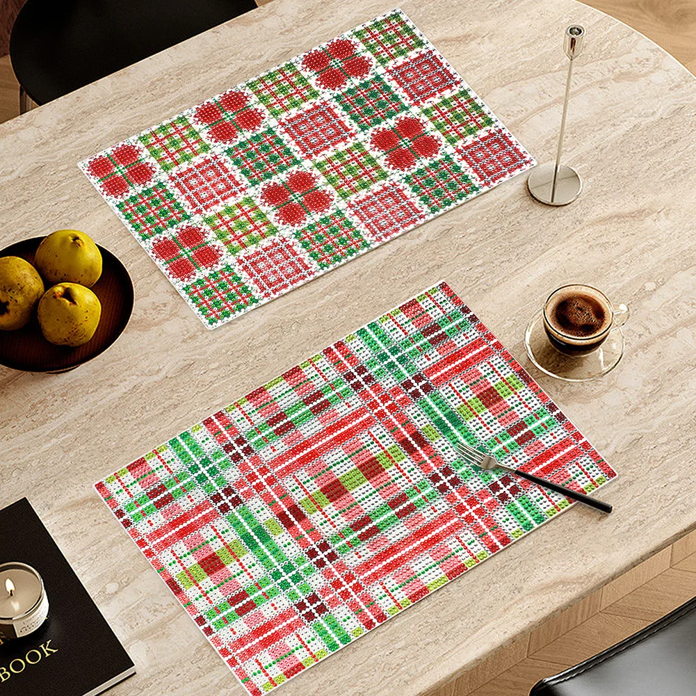 2Pcs Mandala Pattern Diamond Painting Placemat DIY Diamond Crafts(30*20cm)