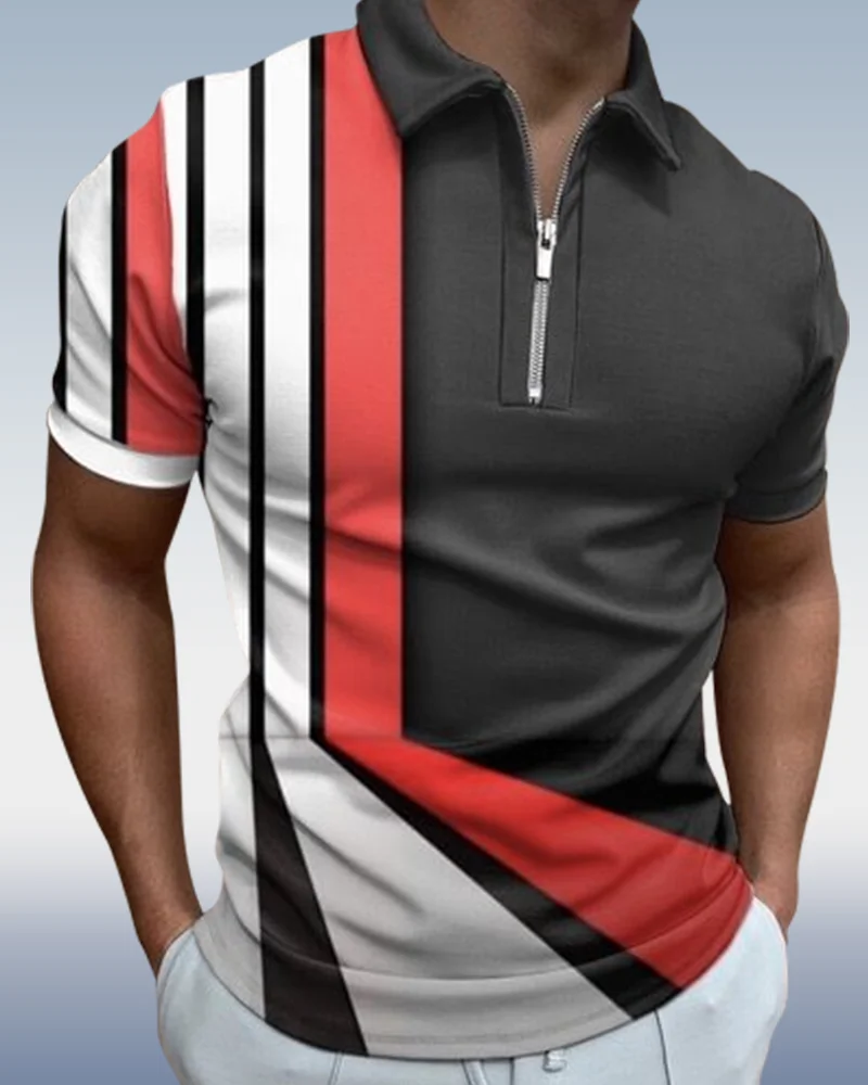Suitmens Men's Contrasting Color Short Sleeve Polo Shirt 010
