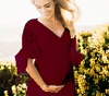 Maternity Long Sleeve Lace Floral Gown Maxi Photography Dress