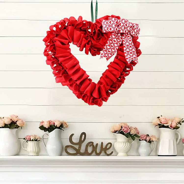 Valentines Door Wall Hangings Decorative Red Heart Flower Rings