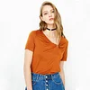 ONLY Brand New office lafy loose solid v-neck T-shirt women| 118101570