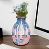 Diamond Painting Wood Blue Pink Flower Vase Ornaments for Home Office Decor