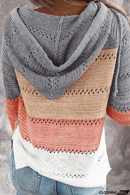 Gradient Zipper Hoodie Cardigan