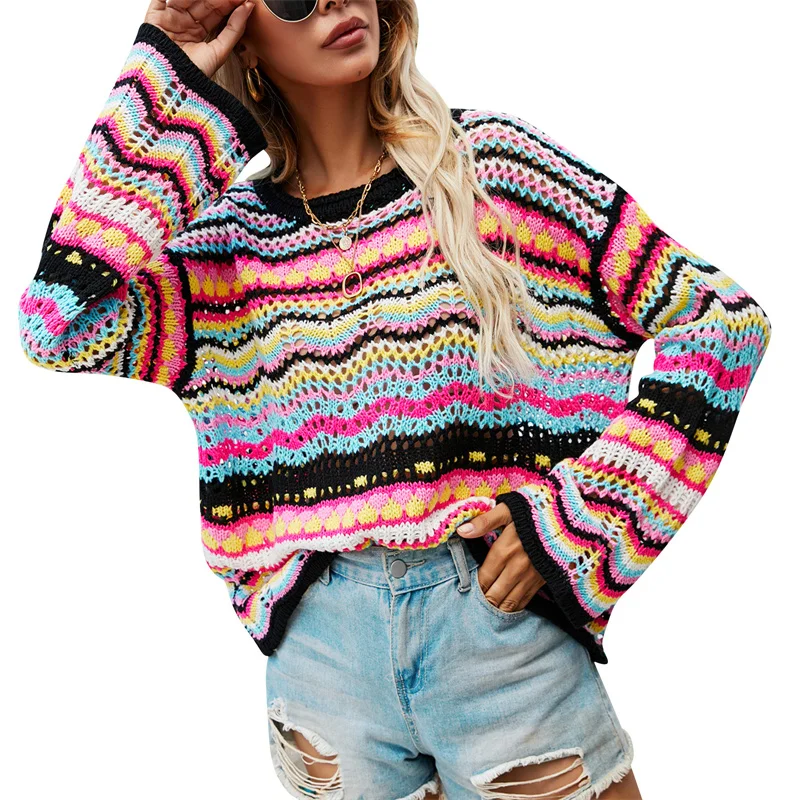 Karastik costumes for women sexy Laxsesu Striped Pullovers for Women Fashion Sweater O-Neck Long Sleeve Knitted Top Autumn 2025 New Stretch Chic Casual Jumpers
