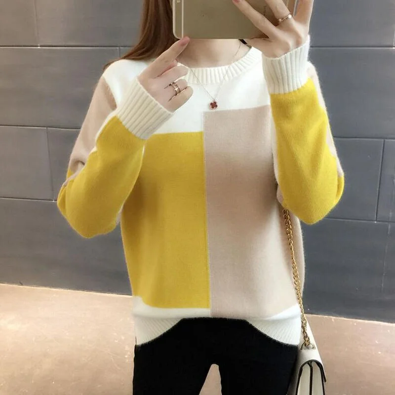 Autumn Winter Knitted Sweater Women 2020 Korean Casual Long Sleeve O-Neck Warm Pullover Sweaters Female Knit Jumpers Top