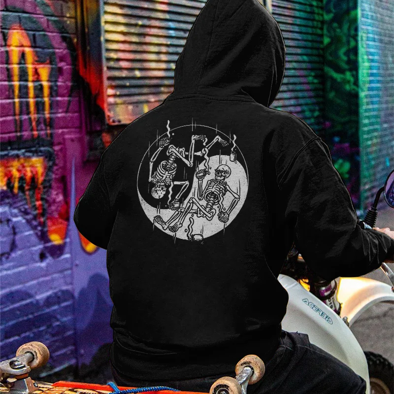 Tai Chi Skull Print Fashion Casual Hoodie - Krazyskull