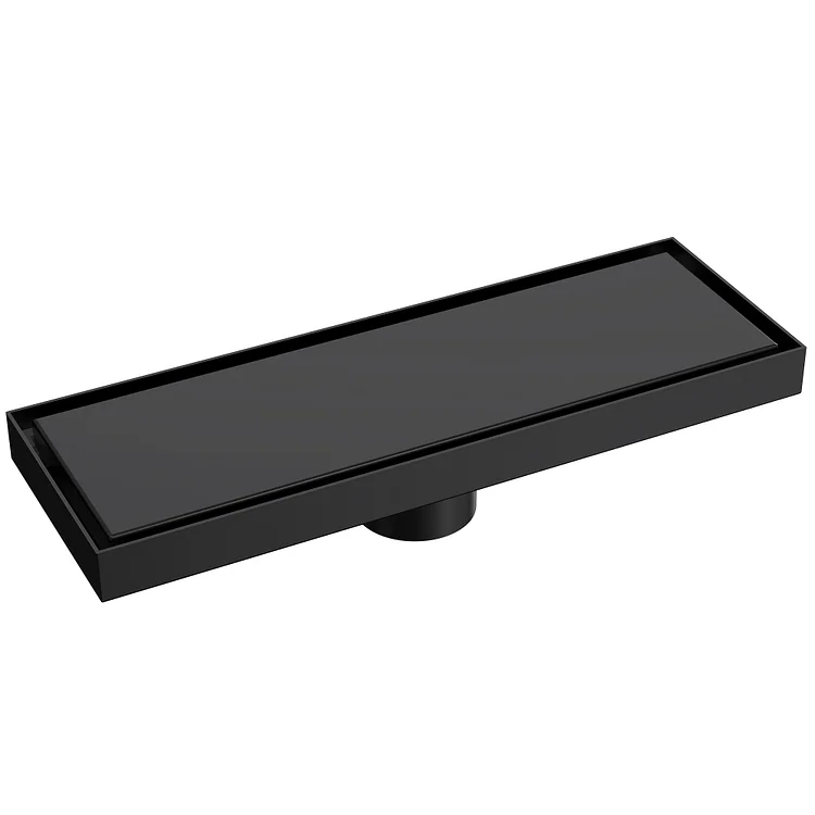 SFS-3068-BK The EVERSTEIN matte black 11.8inch x 3.8 inch rectangular stainless steel floor drain