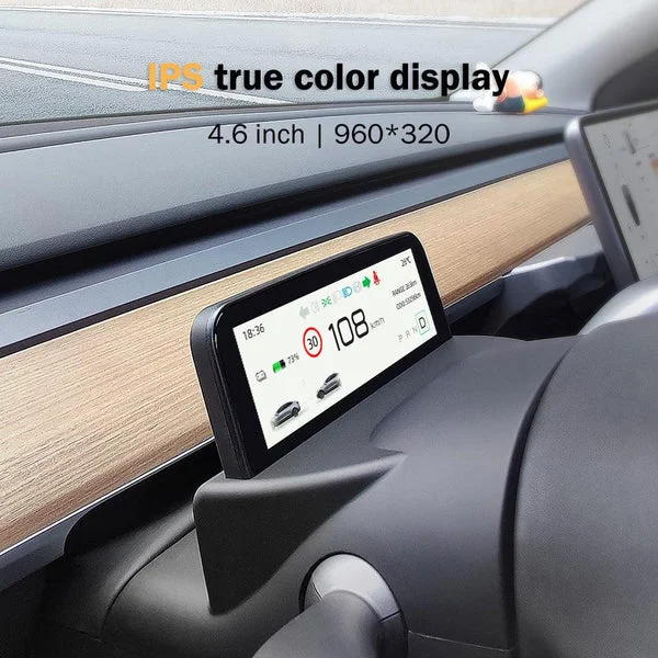 HANSSHOW New Ultra Mini Screen Display for Model 3/Y 4.6 AMD/Intel IPS  Touch Screen Head Up Display Real-time Synchronization with Original Car