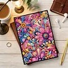 Pink Flowers 5D DIY Diamond Art Painting Notebook Kit 50 Pages A5 Rhinestone Art Painting Notebook Kit for Adults Beginners Holiday Birthday Gift