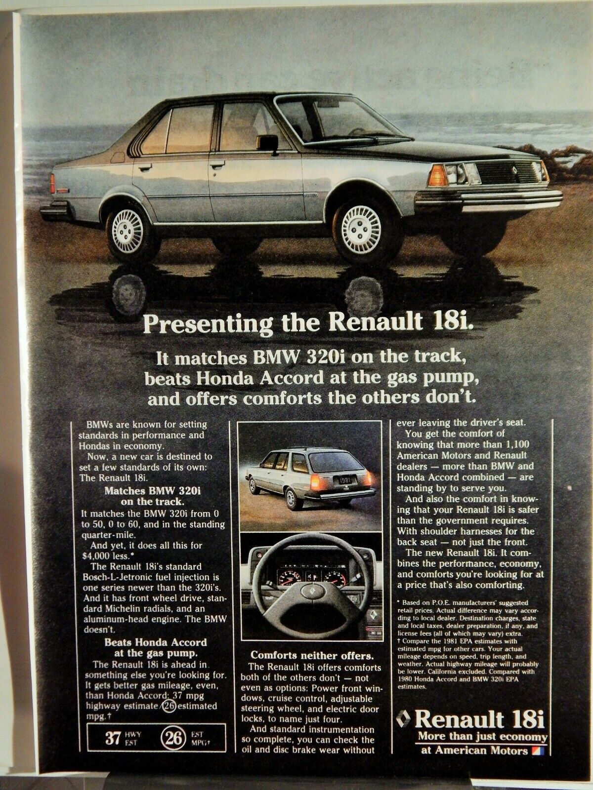 RENAULT 18i SEDAN / Z-BEC HIGH POTENCY VITAMINS ORIG VTG 1980 Photo Poster painting AD,