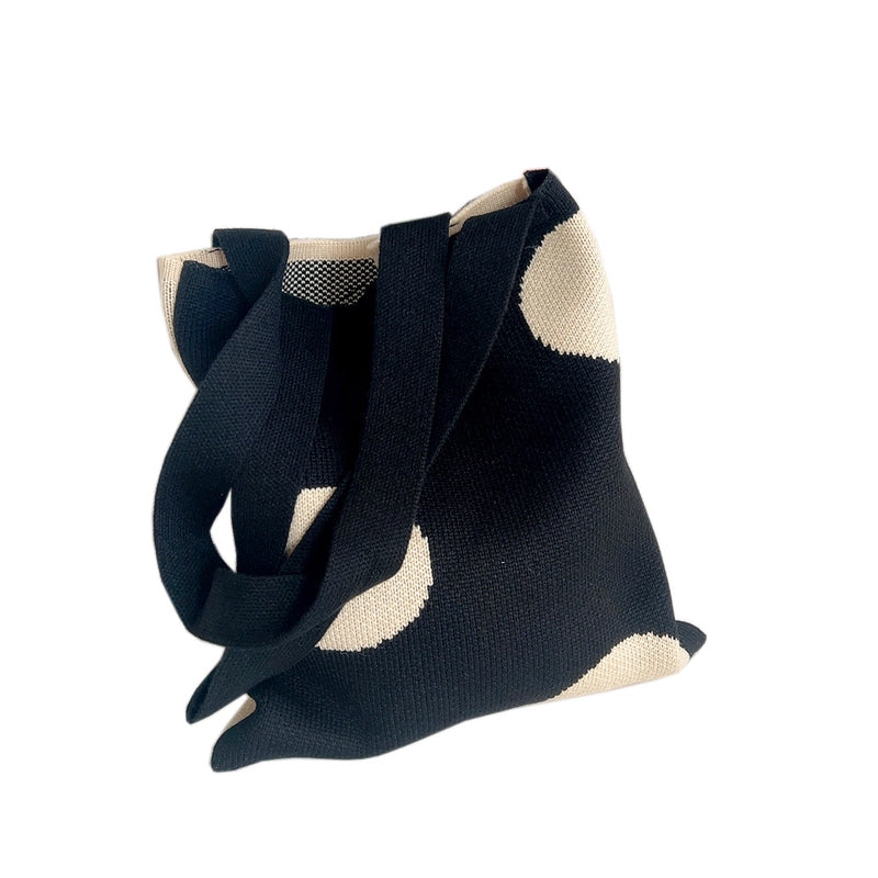 Women’s Medium Knit Polka Dots Vintage Style Classic Style Square Open Shoulder Bag