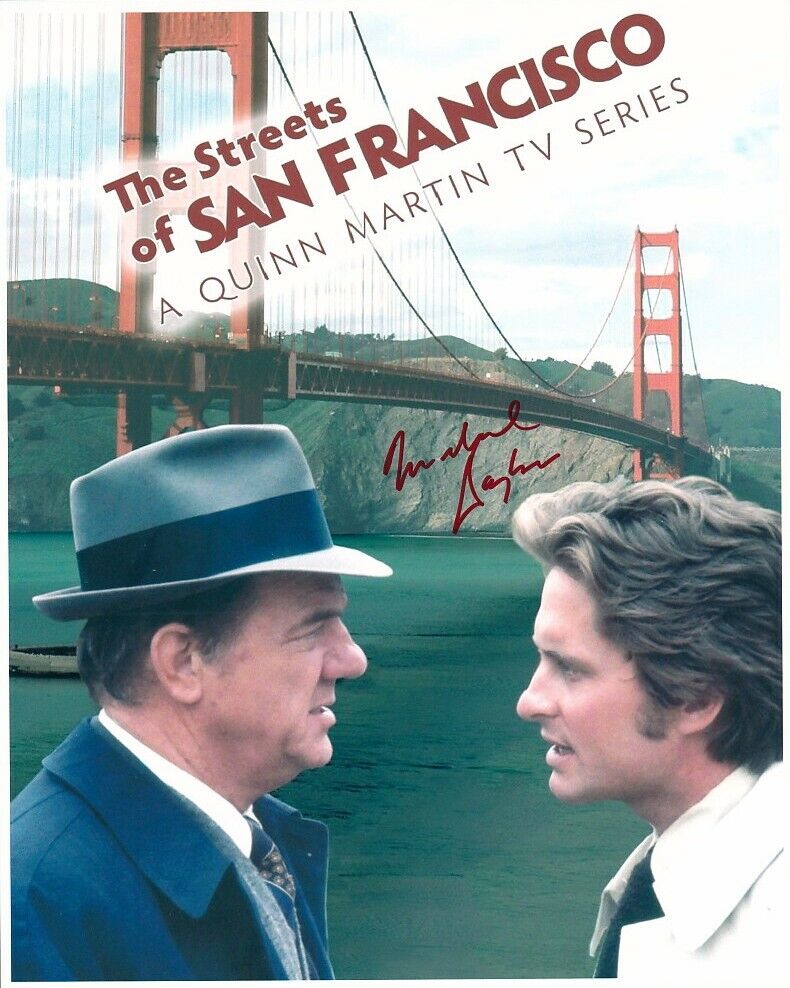 MICHAEL DOUGLAS signed STREETS OF SAN FRANCISCO 8x10 w/ coa GOLDEN GATE BRIDGE