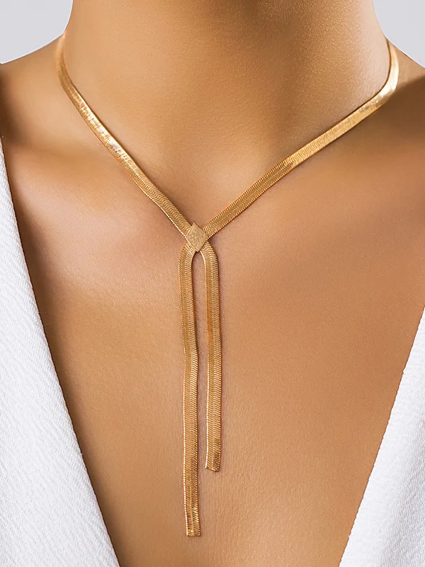 Hollow Solid Color Clavicle Chain Necklaces Accessories