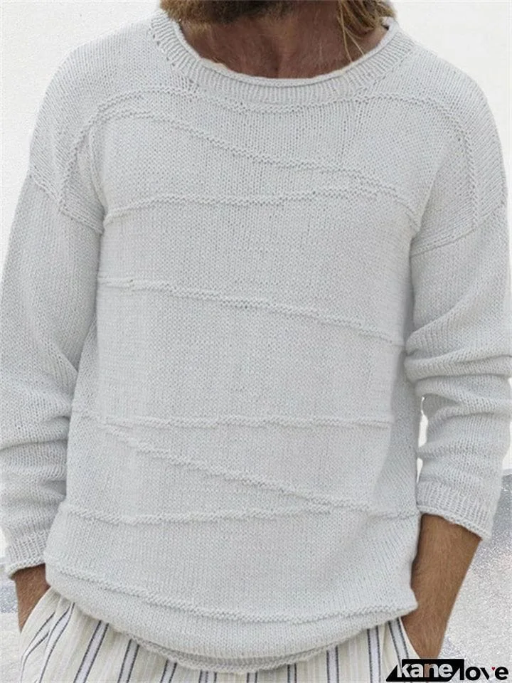 Men's Winter Leisure Crew Neck Long Sleeve Knitted Sweater