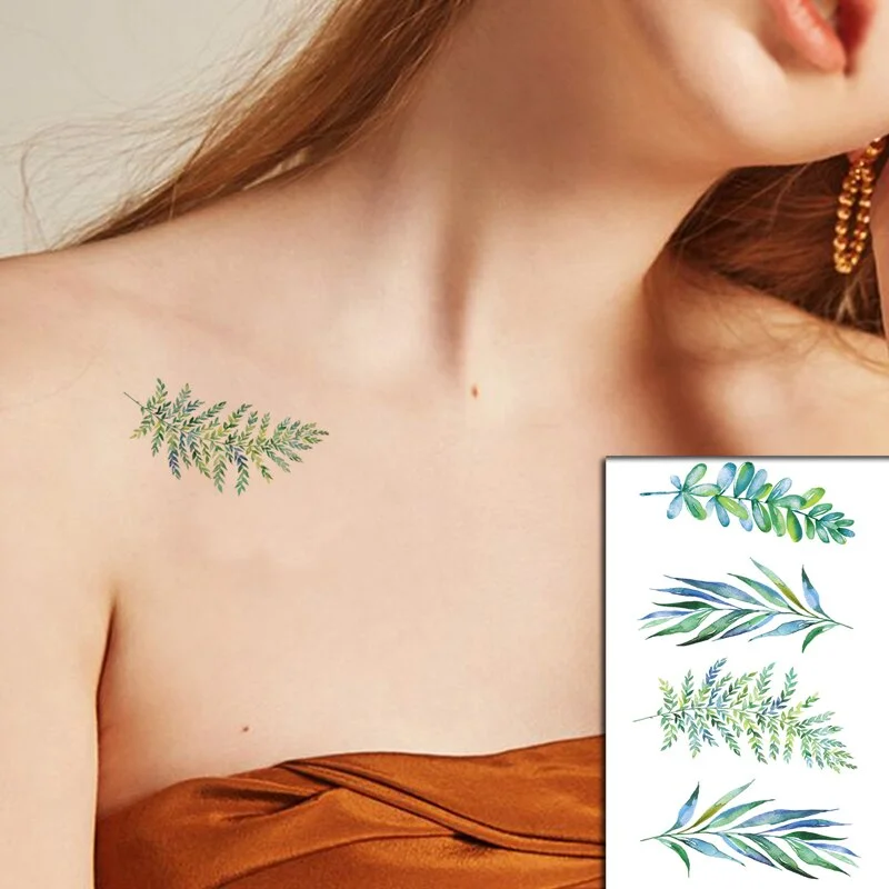 Beautiful Rose Flowers Body Art Neck Abdomen Waterproof Fake Tattoo Sexy for Woman Men Flash Temporary Small Size Tattoo Sticker